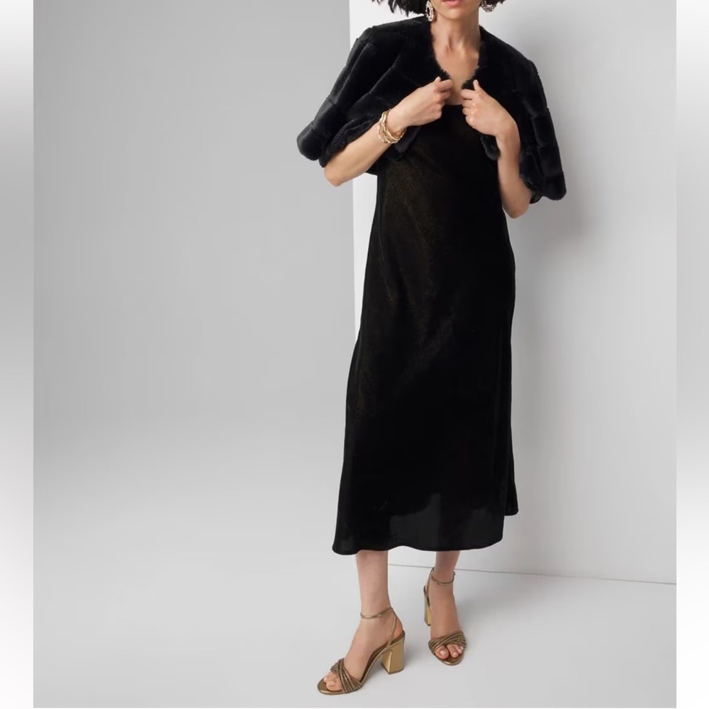 NEW WHBM $160 Velvet Slip dress Black Dress sizes 2,4,6 8, 10, 14,16,18 - Picture 3 of 11